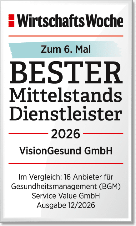 Siegel Handelsblatt Wirtschaftswoche zum besten Mittelstandsdienstleister 2026 zum 6. Mal