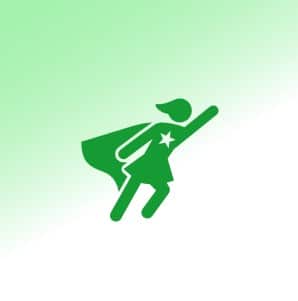Pictogramm einer Superheldin, die den Arm ausstreckt.