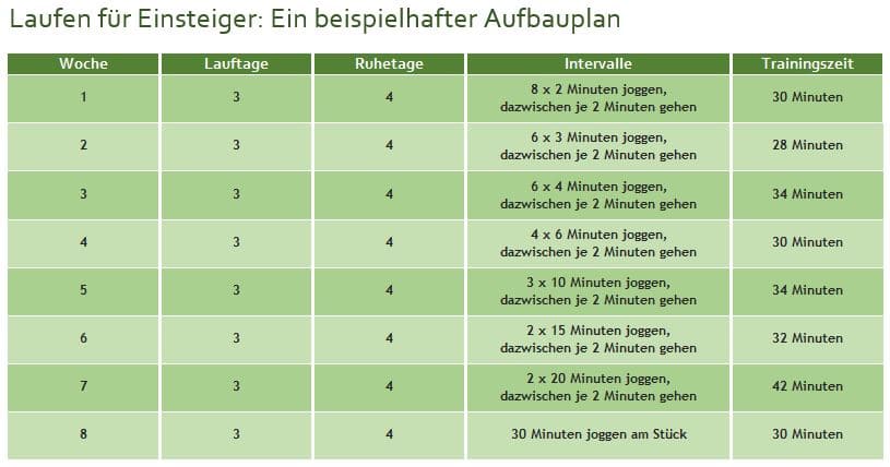 Aufbauplan zum Laufen